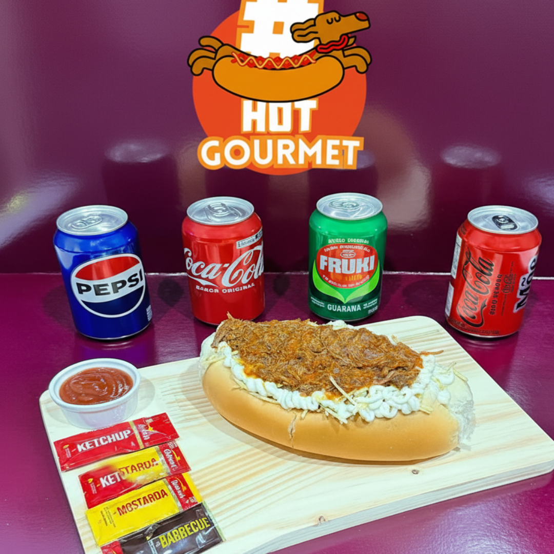 Dog com carne panela desfiada